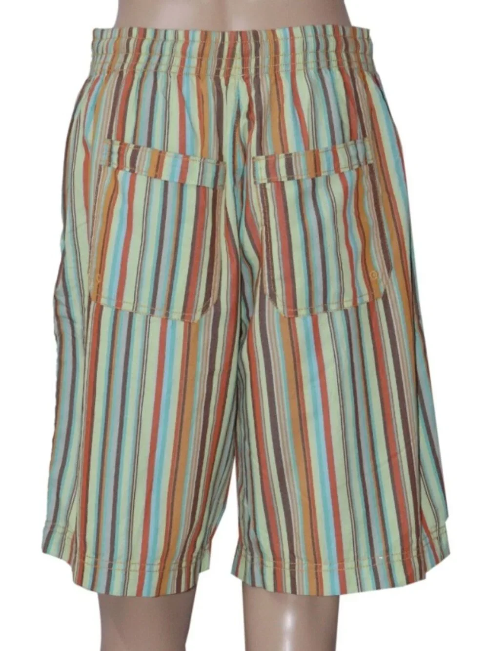 Free People Saylor Poplin Stripe Shorts Printed Mid-rise Pull-On L